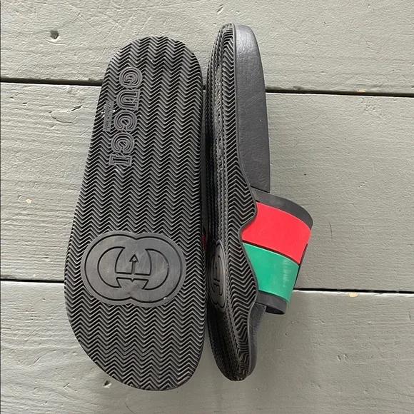 Gucci Black Slides with Red and Green Accents display picture 1
